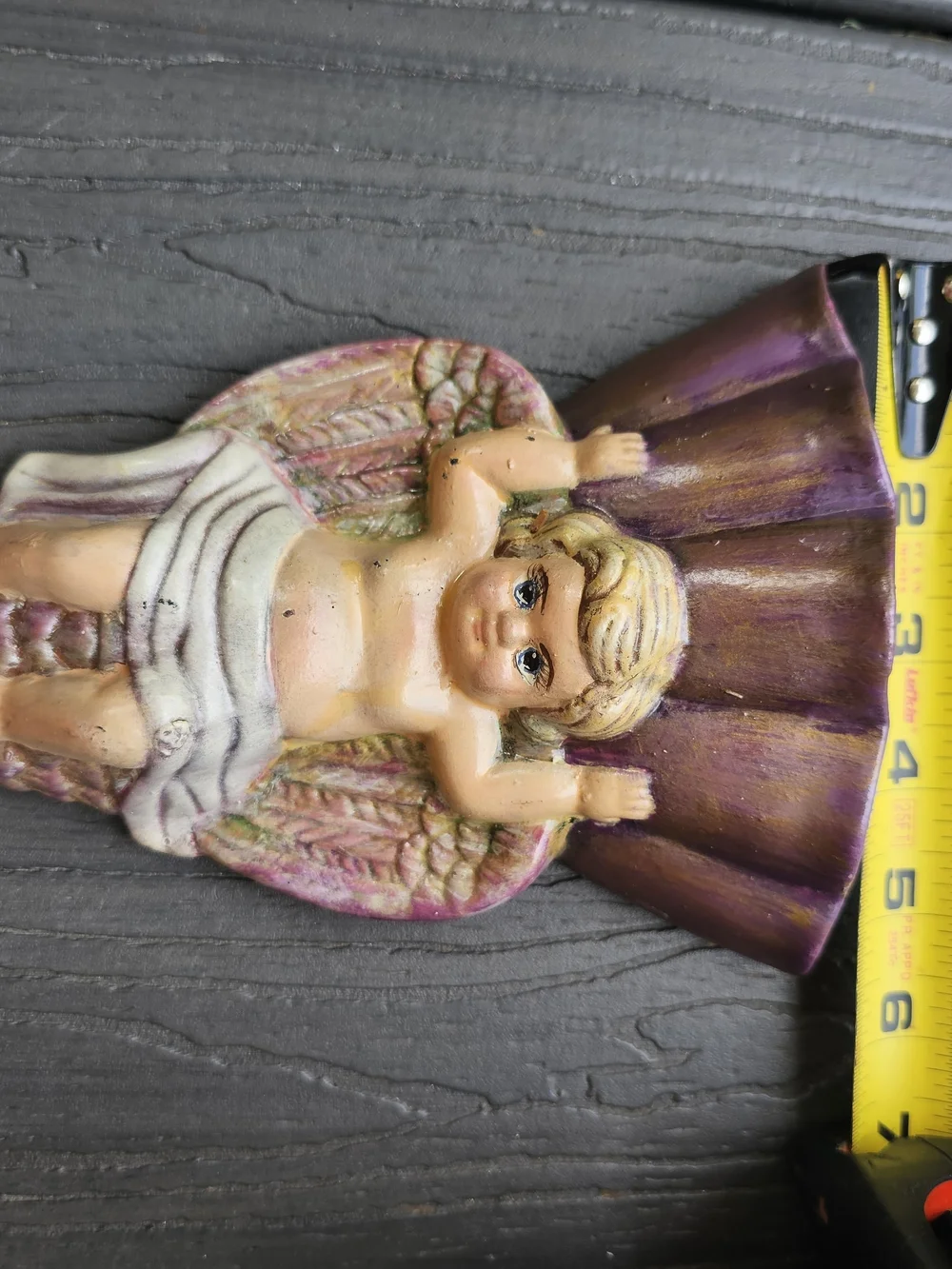 Vintage Hand Painted Ceramic Cherub Wall Pocket Planter